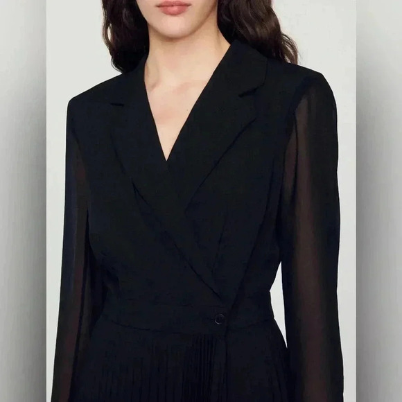 - Sandro Paris dual-material long sleeved dress- size 2 - Picture 6 of 16